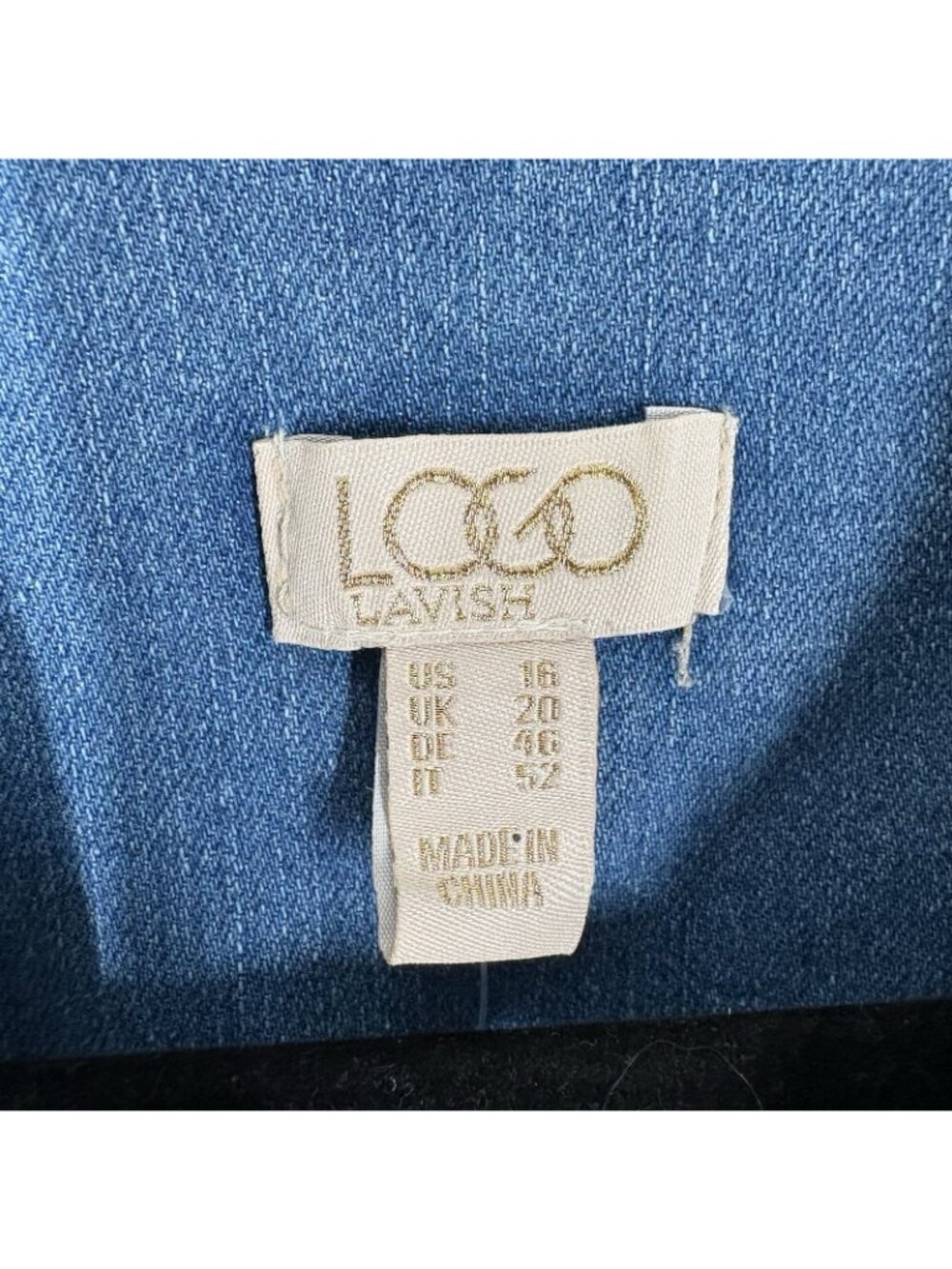 LOGO Lavish By Lori Goldstein Women 16 Blue Patchwork Denim Jean Jacket NWT - Picture 7 of 12